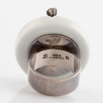 Anton Michelsen, bracelet and ring, silver and porcelain.