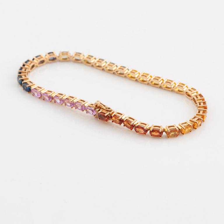 Multi coloured sapphire bracelet.
