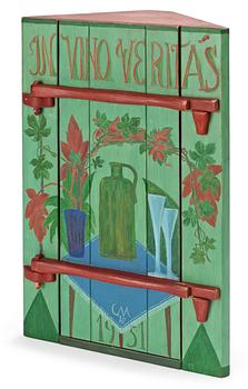 804. A Carl Malmsten painted pine wall cabinet, dated 1951.