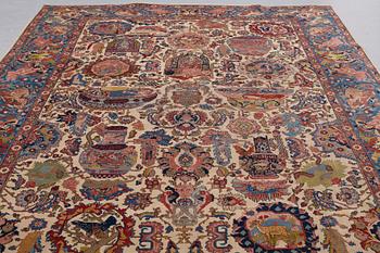 A CARPET, a semi-antique Tabriz figural, ca 363-366 x 252-258 cm.