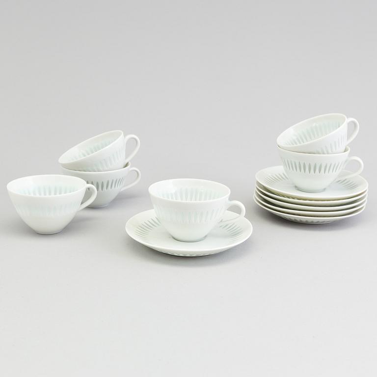 Six items of rice porcelain by Friedel Holzer-Kjellberg, signed Arabia, FHIG, Finland.