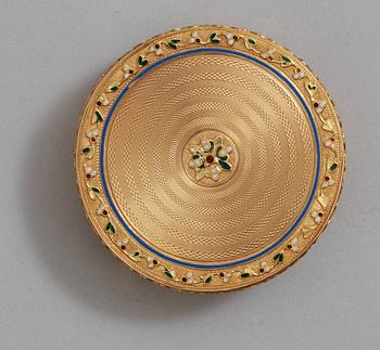 A German late 18th century gold and enamel snuff-box.