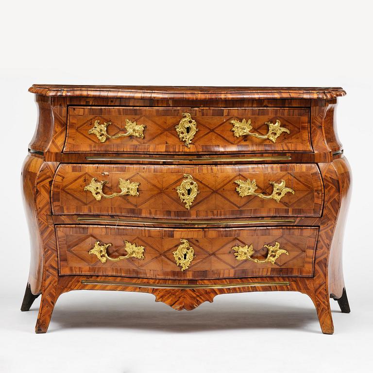A Swedish parquetry rococo commode, Stockholm, later part 18th century.