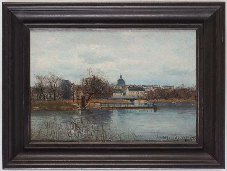 Alfred Bergström, View from Djurgården across Kastellholmen towards Söder and Katharina Church.