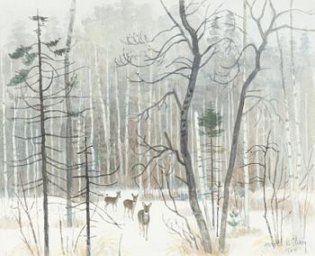 Harald Wiberg, Roe Deer in Winter Landscape.