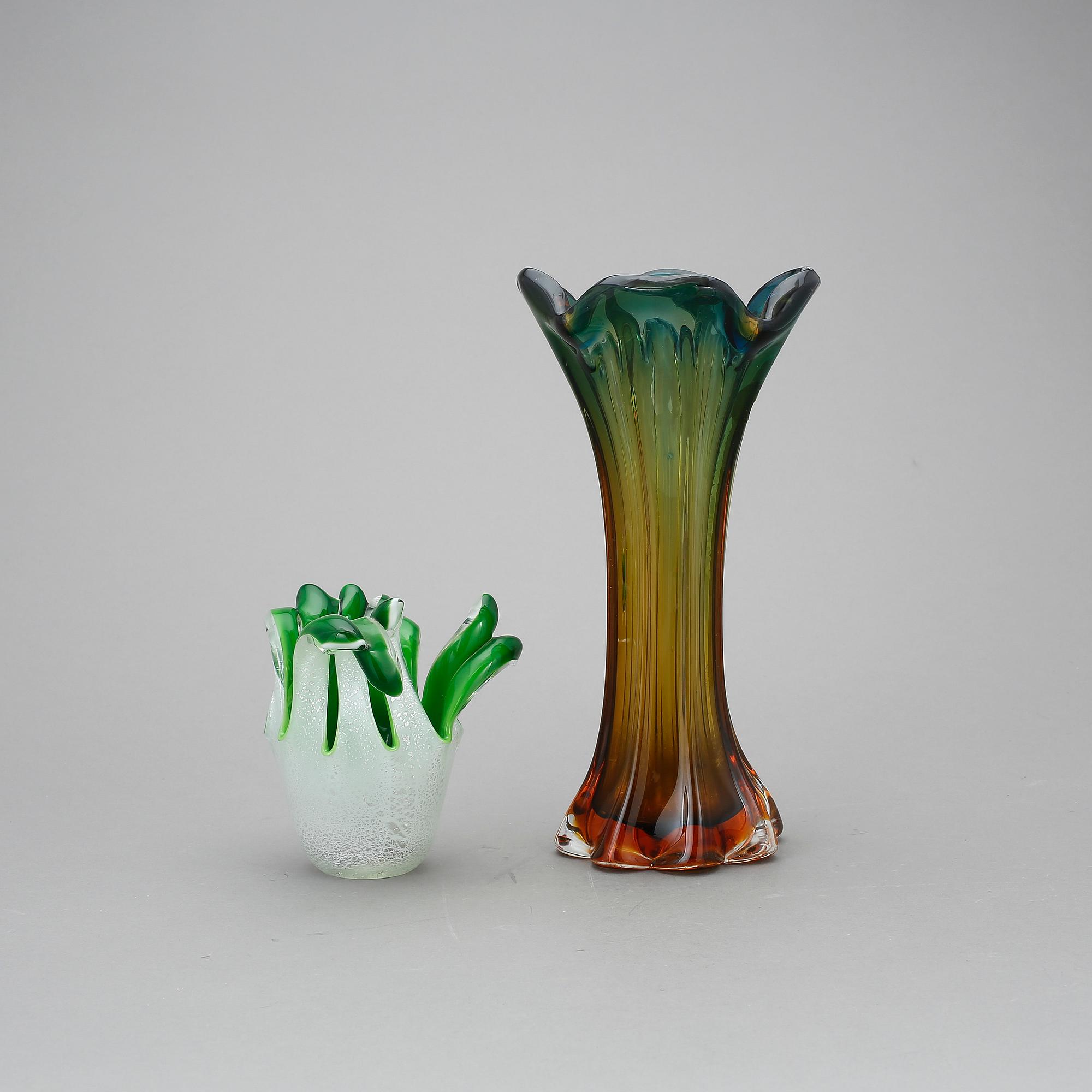 VASER, 2 st, glas. Murano, Italien 1950-60-tal.
