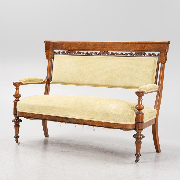 A sofa, two armchairs and four chairs, mahognay, Baltic area, second part of the 19th Century.