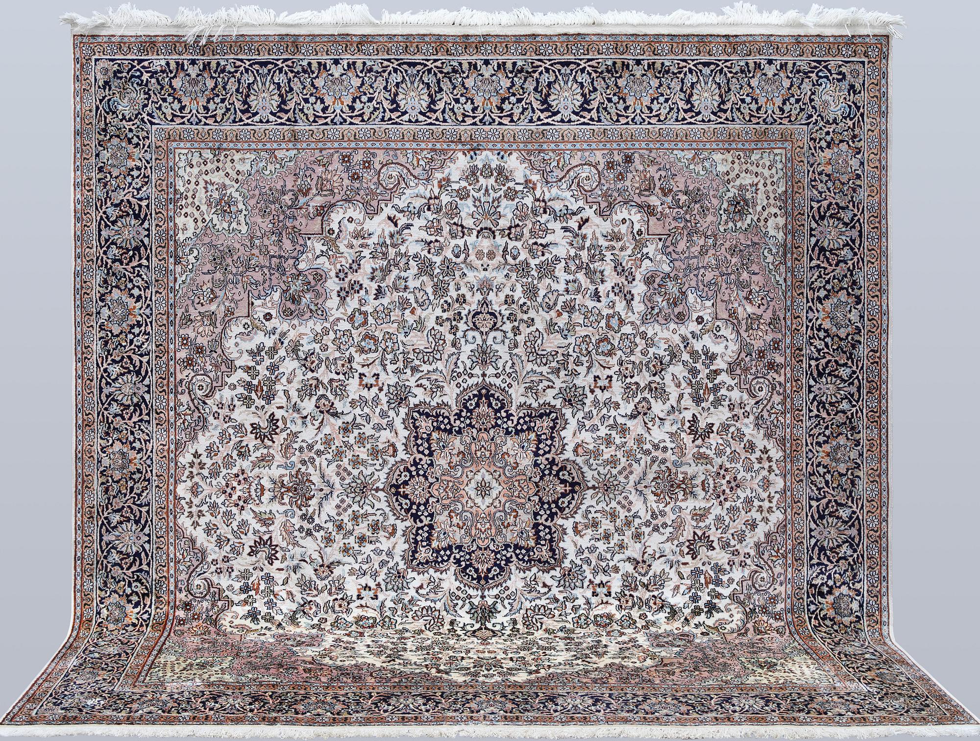 Rug, silk, Kashmir, approx. 215 x 212 cm.