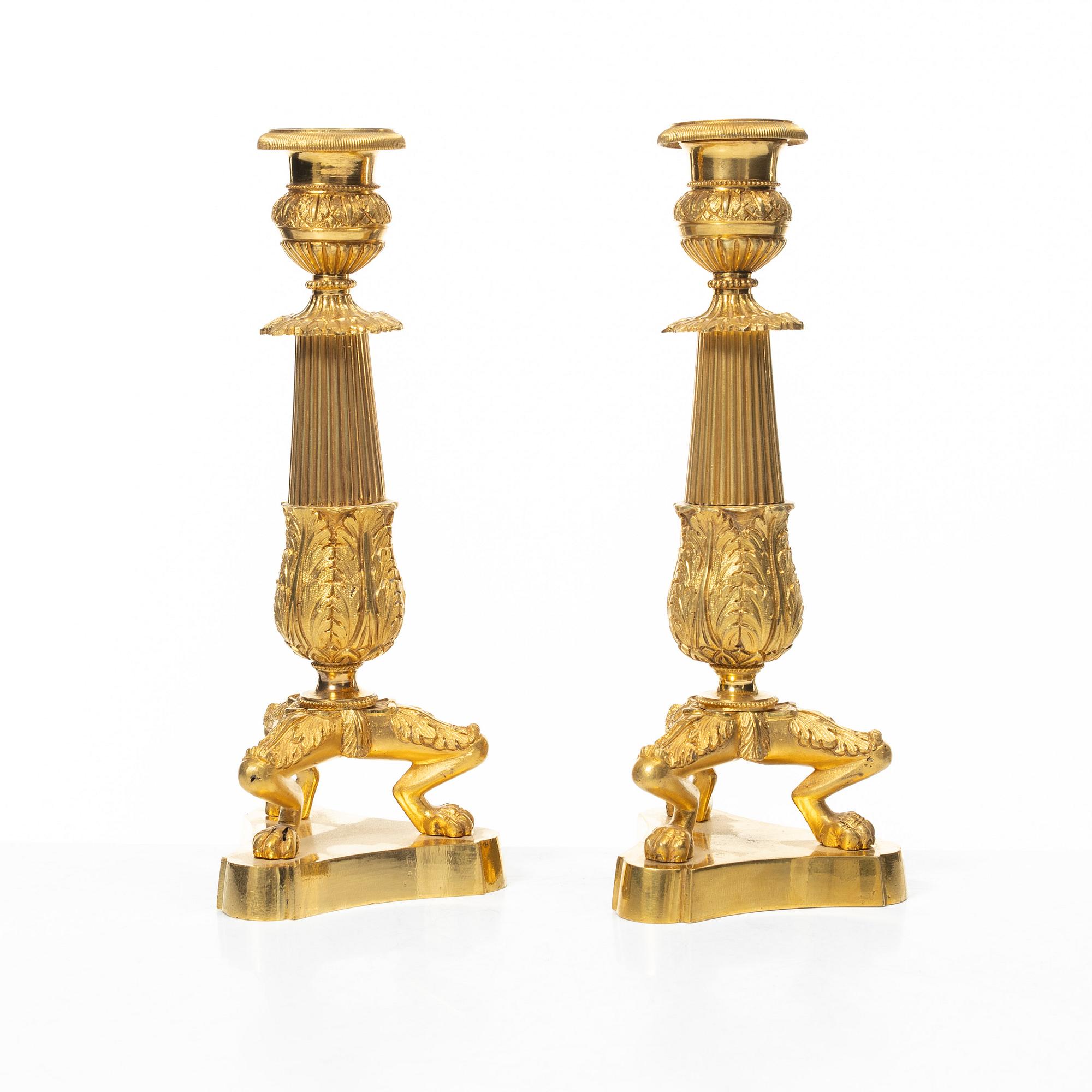 Ljusstakar, ett par, senempire-stil, sent 1800-tal.