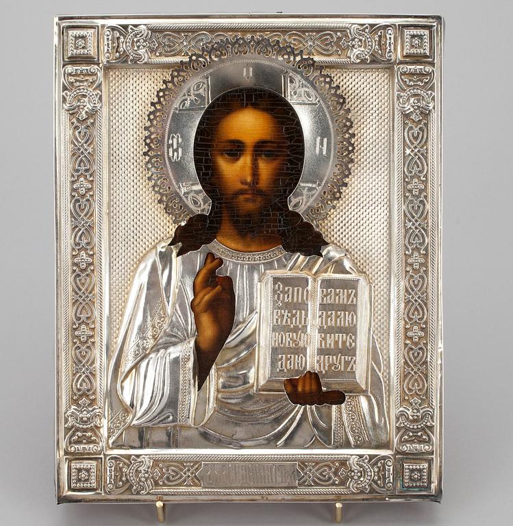 IKON, Ryssland, ca 1900, silver risa.