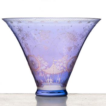Edward Hald, an engraved glass bowl "Fireworks", Orrefors, Sweden 1945.