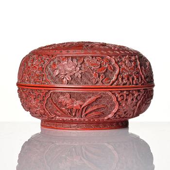 A red lacquer box, Qing dynasty, 19th century.