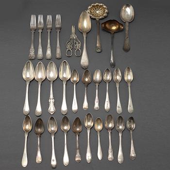28 pcs of silverware, 19th century.