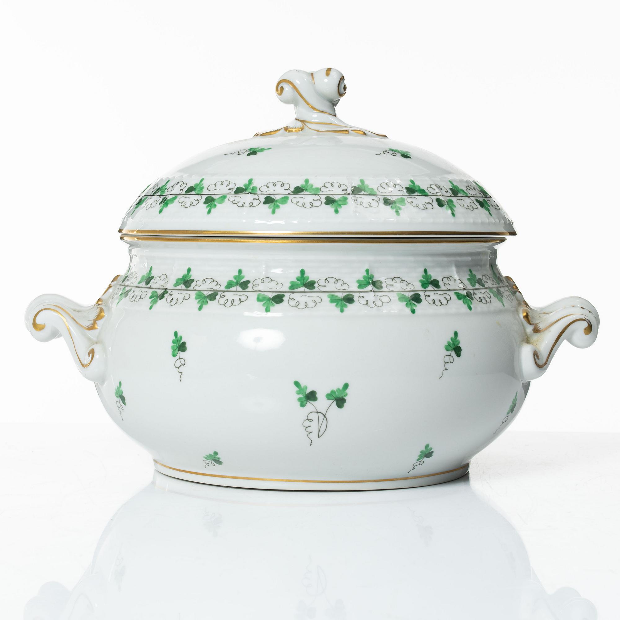 A 42-piece 'Chinese Bouquet' porcelain service and six 'Waldstein rose' coffee cups with saucers, Herend, Hungary.