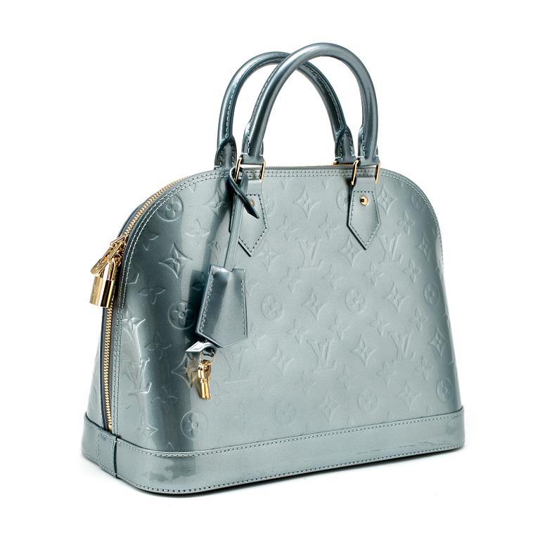LOUIS VUITTON, a blue vernis top handle bag, "Alma".