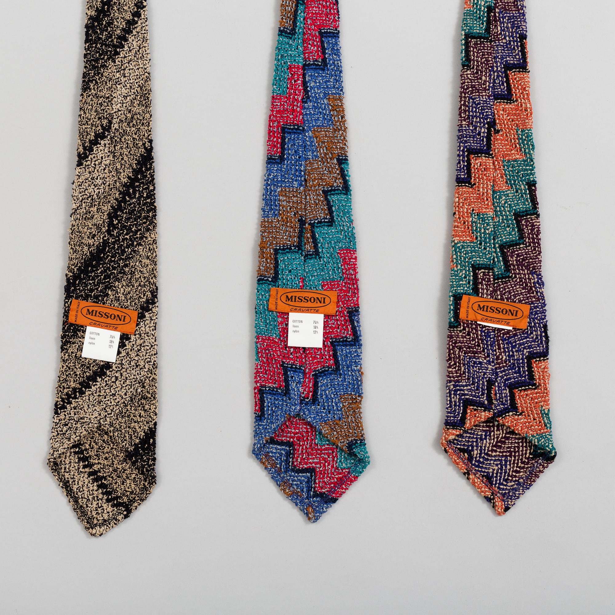 Three 1980s  Missoni ties.