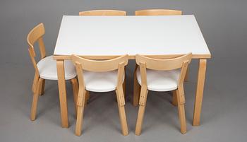 BORD, modell 81B samt STOLAR, 5 st, modell 69, Alvar Aalto, Artek.
