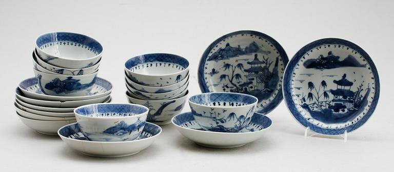 SKÅLAR med FAT, 10 st, porslin, Kina, tidigt 1800-tal.