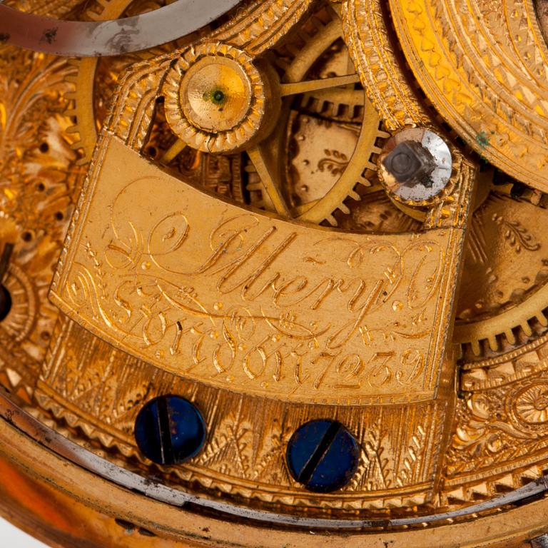 An English 19th century gold and enamel pocket watch, Ilbery, London. Made for the Chinese market.
