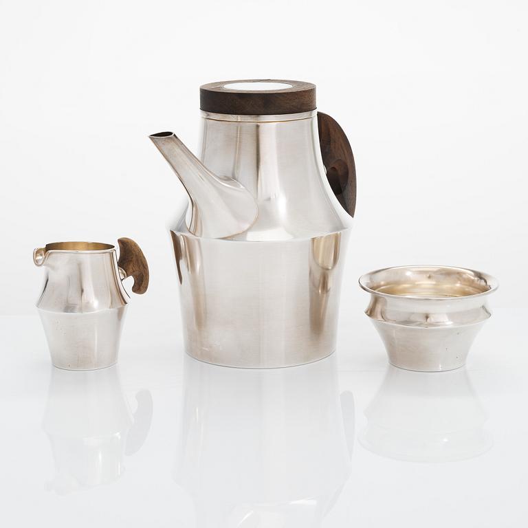 Tapio Wirkkala, A 3-piece 'TW176' silver coffee set, marked TW, Kultakeskus, Hämeenlinna, Finland 1966 and 1968.