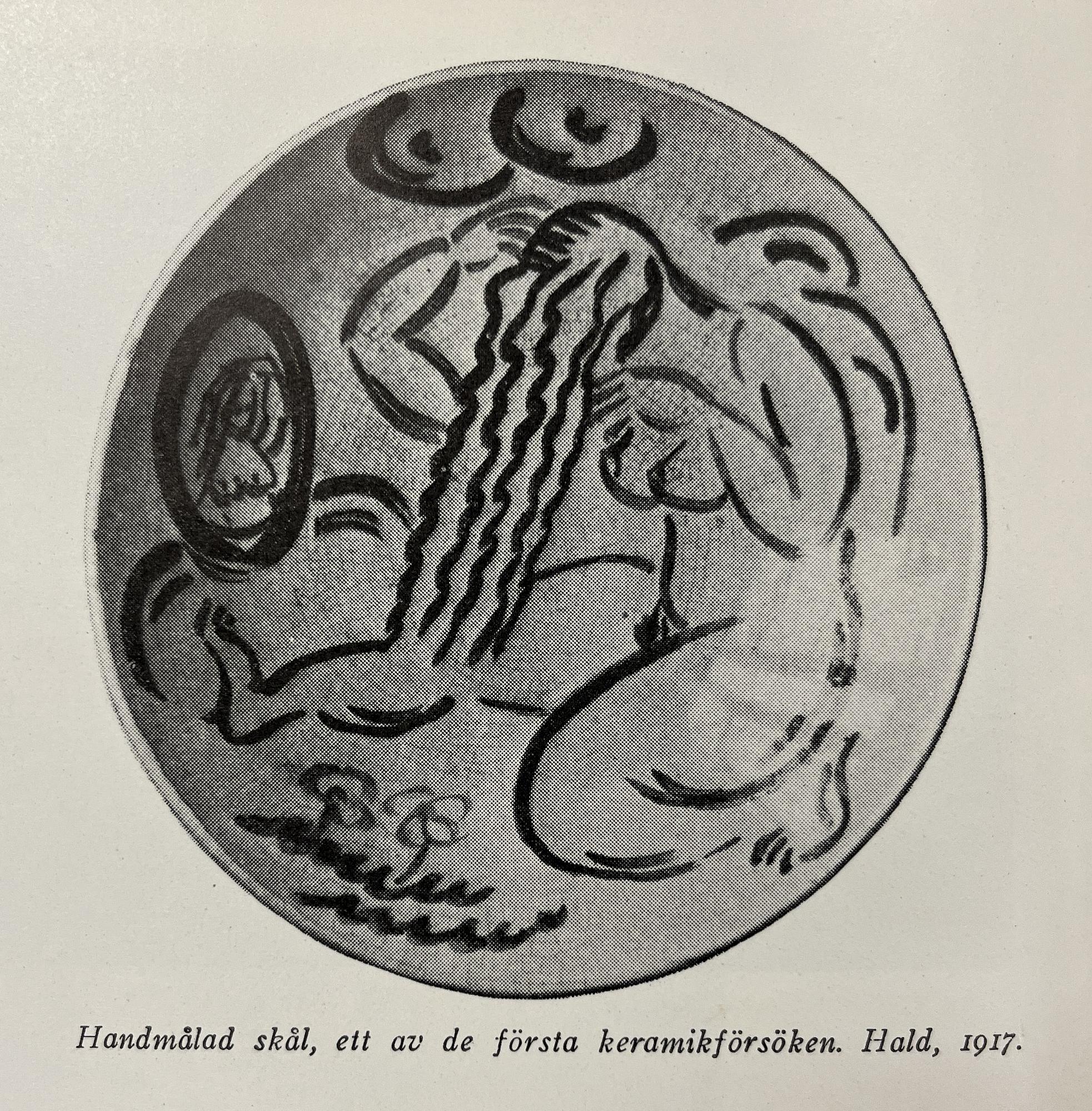 Edward Hald, an early ceramic bowl, studio work, Stockholm, 1917.