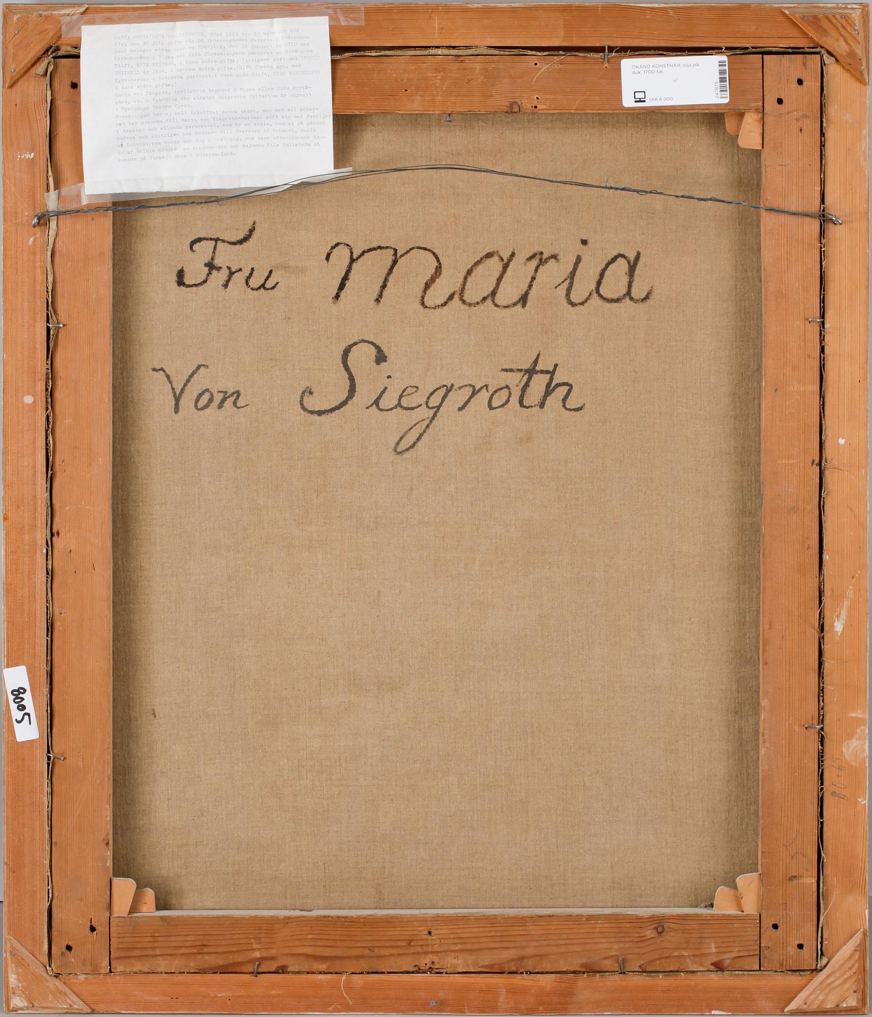 OKÄND KONSTNÄR, olja på duk, 1700/1800-tal.