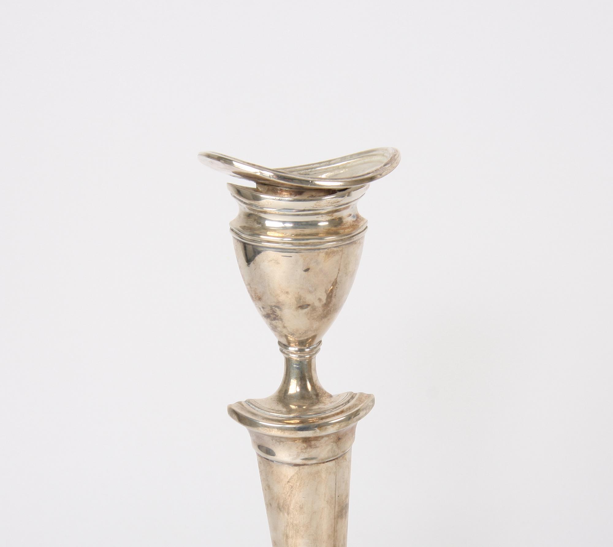 LJUSSTAKAR, ett par, silver, London tidigt 1900-tal.