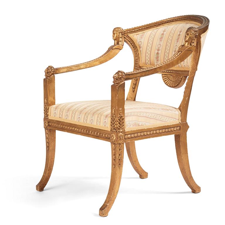 A Royal Swedish empire armchair attributed to N C Salton (master 1817-29).