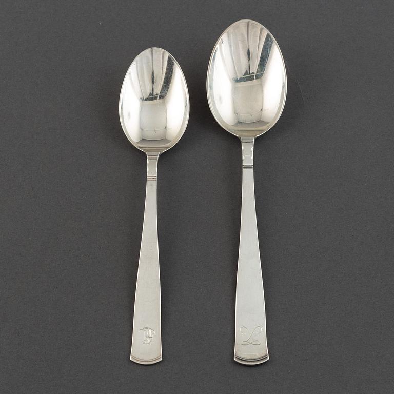 Jacob Ängman, a set of 12+6 silver spoons, GAB.