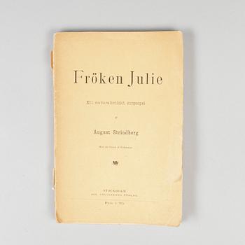 BOK, 2 exemplar, "Fröken Julie" av August Strindberg, Stockholm 1888.