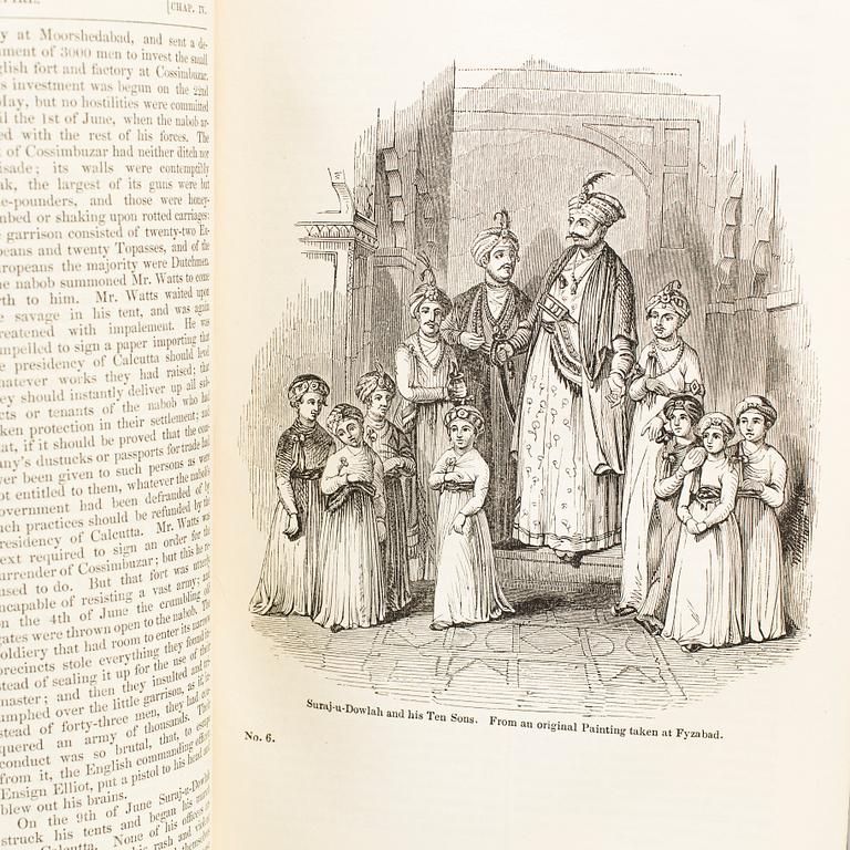 BOOK, 2+1 volumes, about India, among others, Mac Farlane "Indian Empire" part 1+2, 1844.