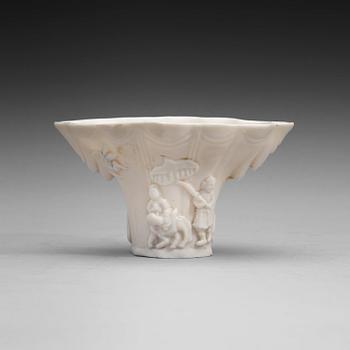 228. A blanc de chine libation cup, Qing dynasty, 18th Century.