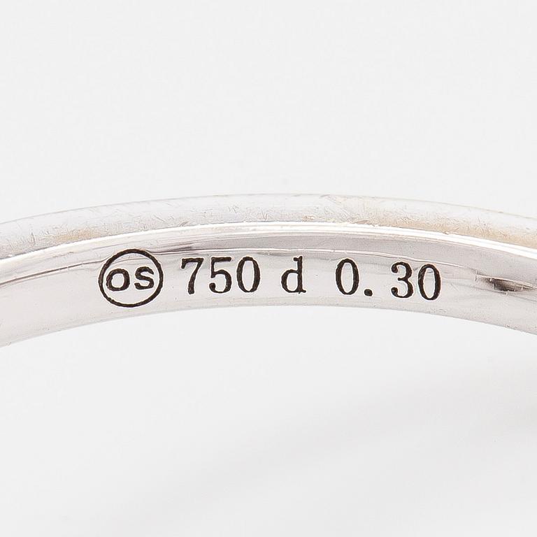 Ring, 18K vitguld med päronslipad samt briljantslipade diamanter.