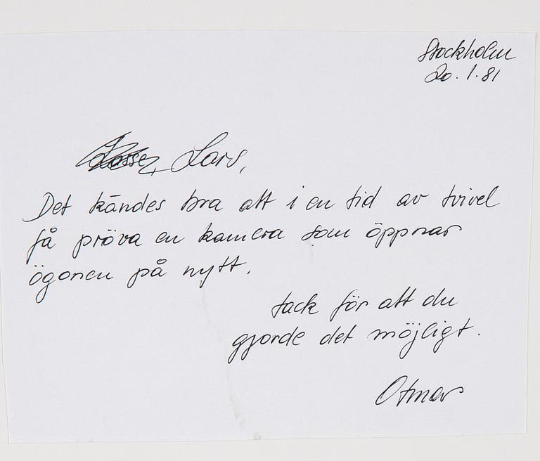 Otmar Thormann, photograph signed and dated 20.1.81 on verso.