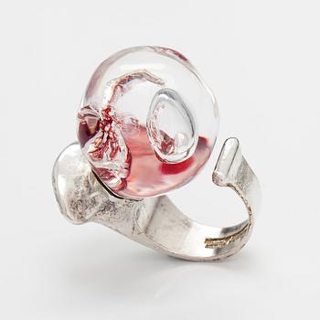 Björn Weckström, "Man i cosmos", a sterling silver and acrylic ring. Lapponia 1970.