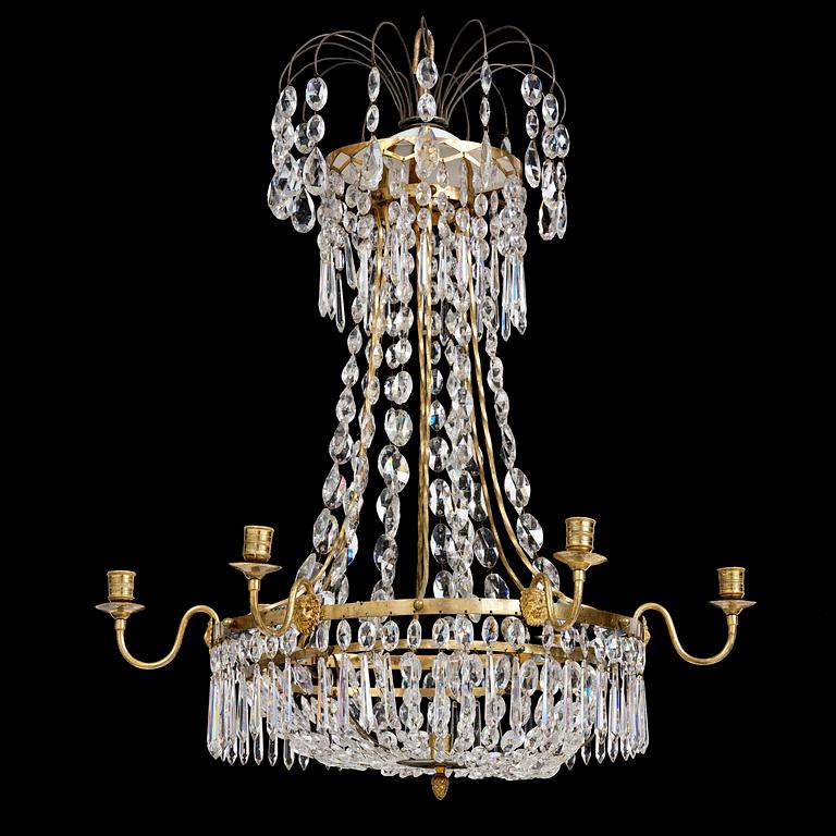 A late Gustavian seven-light chandelier, Stockholm, late 18th century.