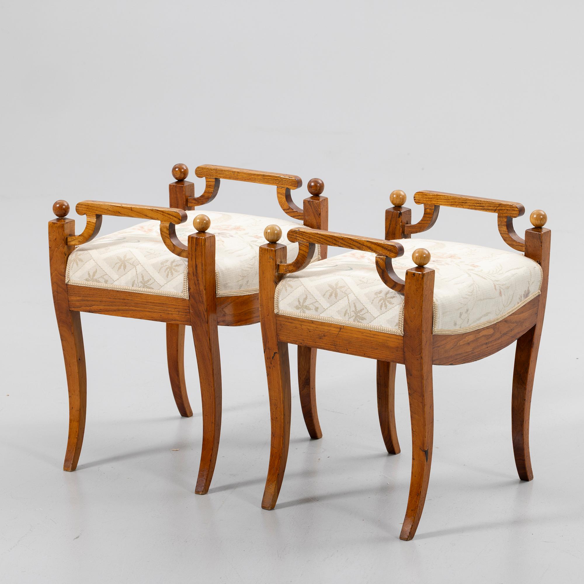 A pair of Karl Johan stools, 19th century.