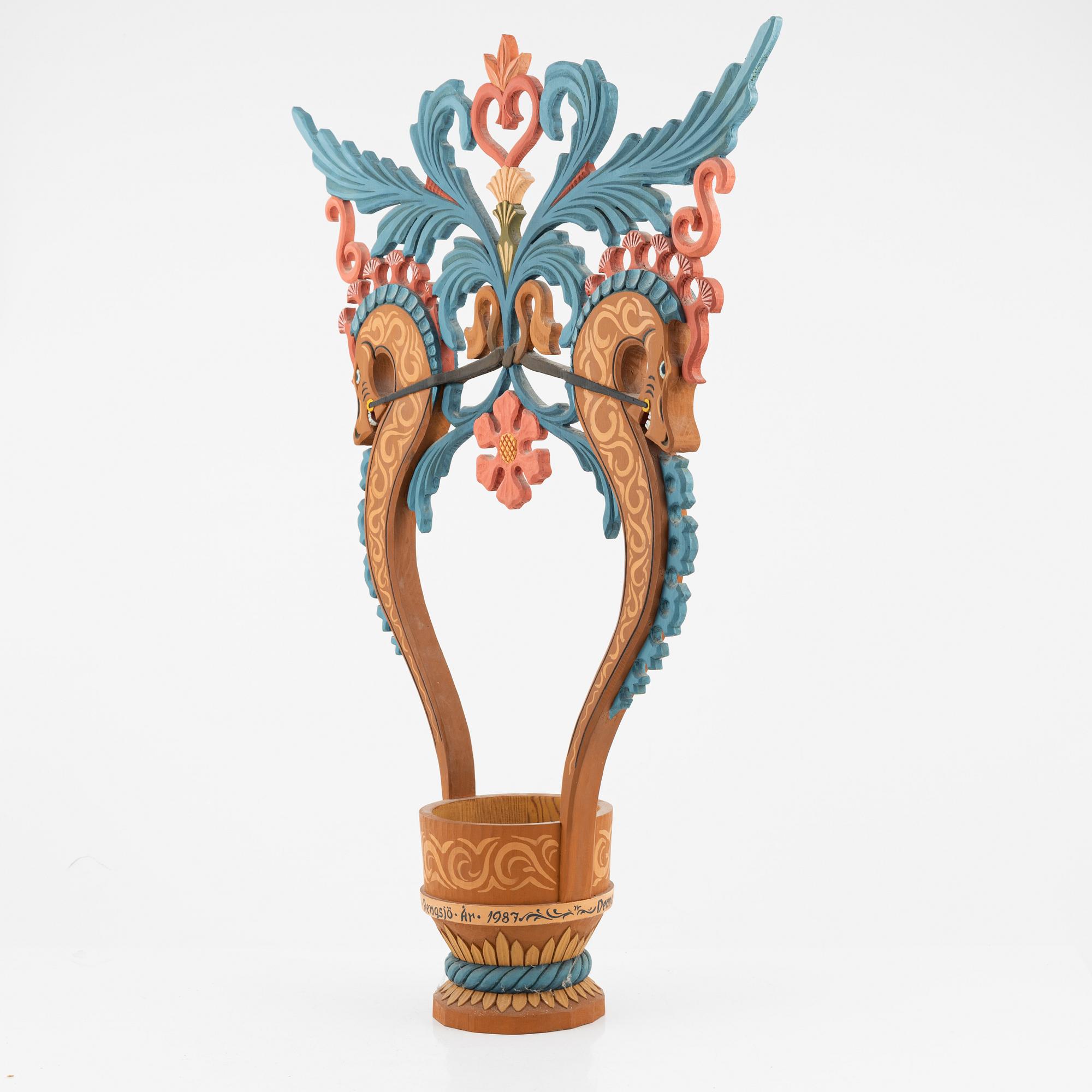 Erik Westberg, a crown cup, Rengsjö, Sweden, signed and dated 1987.