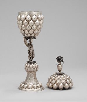 A 19th century goblet with cover, Russian fantasy marks.