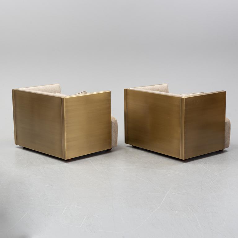 A pair of Promemoria Furniture easy chairs. Italy.