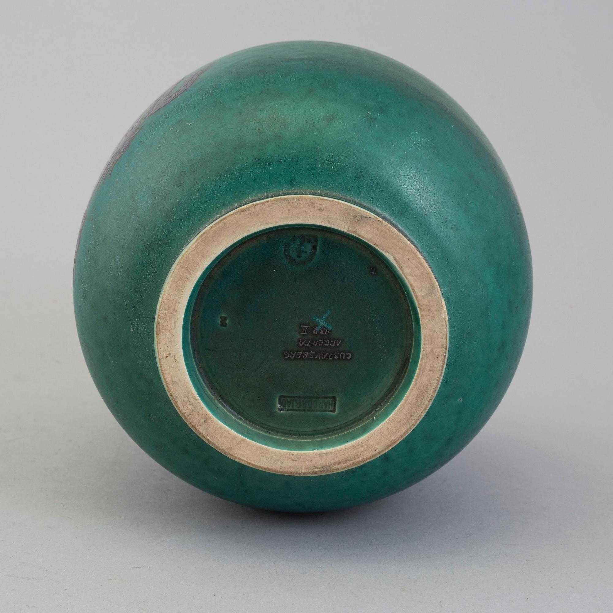 WILHELM KÅGE. Vas "Argenta", stengods, Gustavsberg.