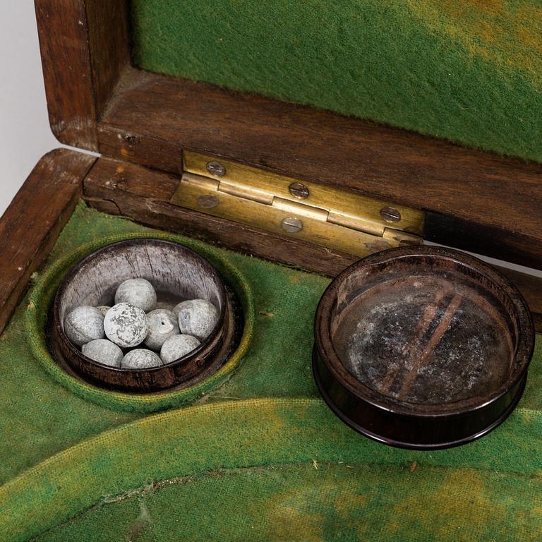 A 1840's French cased percussion pistols marked: Mre Rle de Maubeuge.