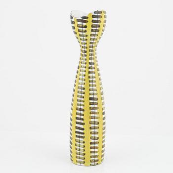 Stig Lindberg, a stonewear vase and a faiance dish and vase, Gustavsberg and Gustavsbergs Studio, Sweden.