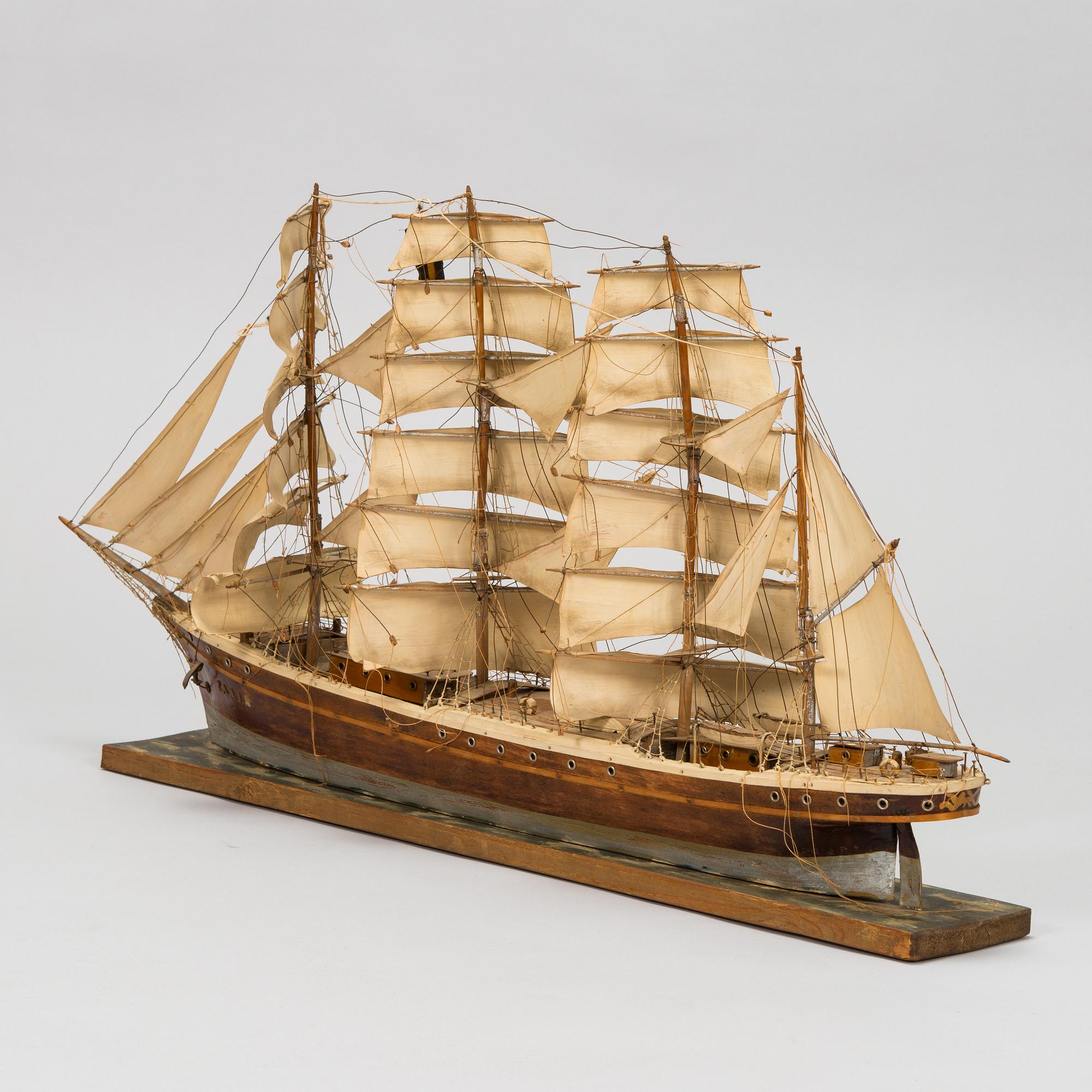 Model ship, four-masted barque "Pamir", early 20th century.