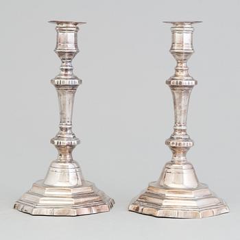A pair of silver plated candlesticks, France, second half of the 18th century.