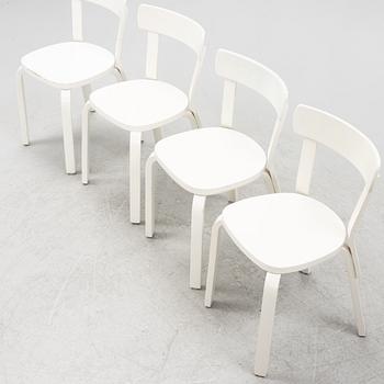 Alvar Aalto, a set of four model 69 chairs for Artek, Finland.