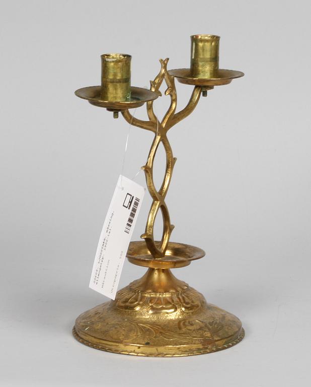 LJUSSTAKE, mässing, allmogetyp. 1900-tal.