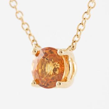 Necklace 18K gold with orange sapphire.
