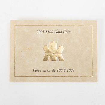 Coin, 14K gold, 100 dollars, Canada 2003, Royal Canadian Mint.