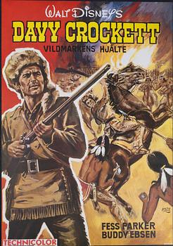 Walter Bjorne, a vintage movie poster, 'Davy Crockett - vildmarkens hjälte (Davy Crockett: King of the Wild Frontier)', 1970.